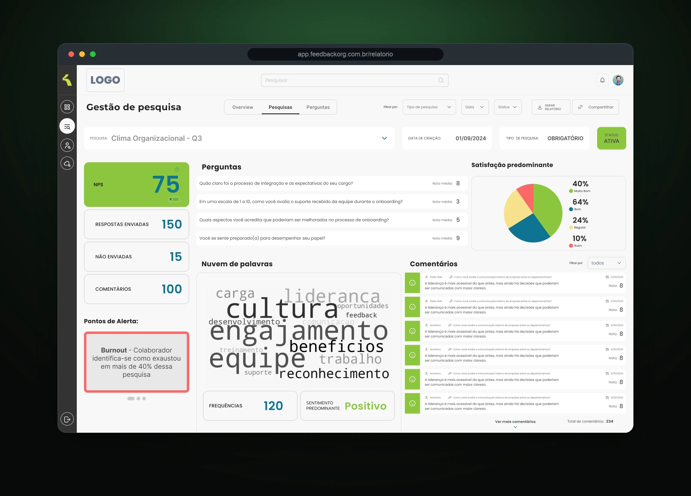 Relatório de pesquisa do Feedback ORG