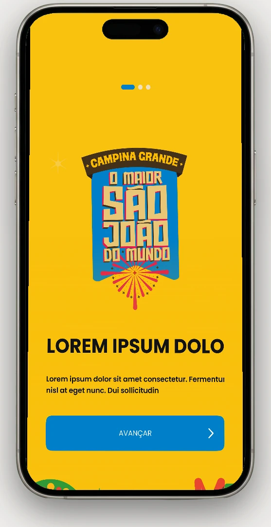 Onboarding do app São João